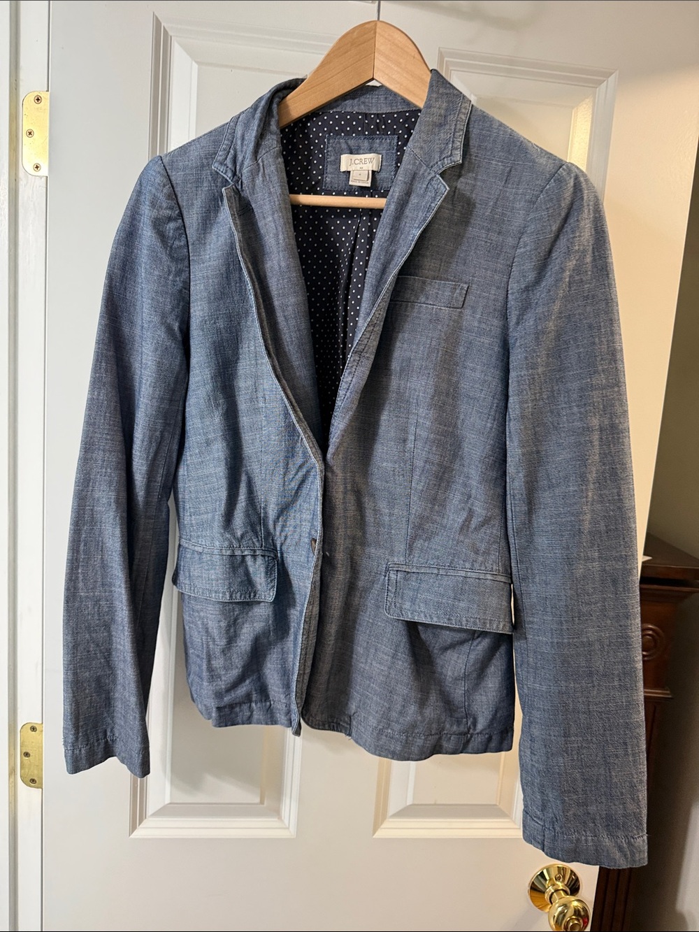 J. Crew Factory Lightweight Chambray-Style Blue Blazer